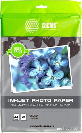 Фотобумага CACTUS Глянцевая A4 130 г/м2 20 листов CS-GA413020ED