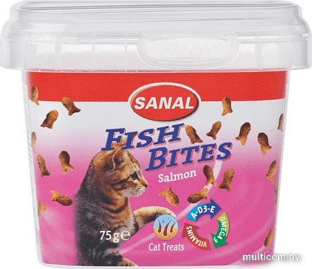 Лакомство для кошек Sanal Fish Bites Salmon с лососем 75 г