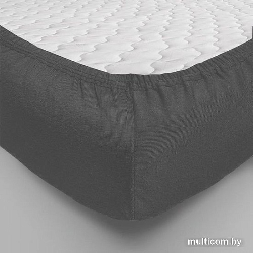 Постельное белье Luxsonia Трикотаж на резинке 180x200 Мр0010-25 (графит)