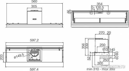 Кухонная вытяжка Elica Lever IX/A/56 PRF0160153