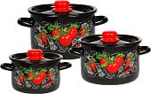 Набор кастрюль СтальЭмаль Помидорки 1с144