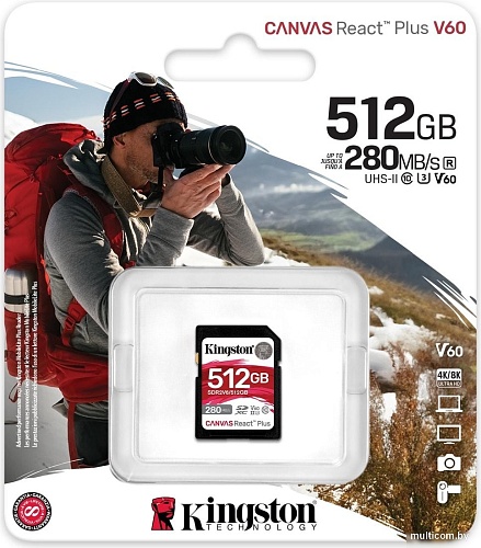 Карта памяти Kingston Canvas React Plus V60 SDXC 512GB
