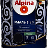 Эмаль Alpina Эмаль 3 в 1 по ржавчине (черный, шелковисто-матовая, 2.5 л)
