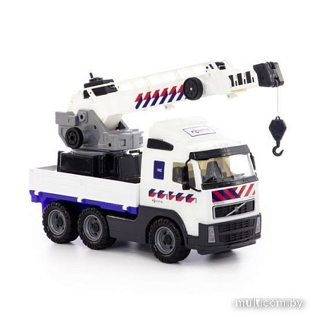 Полесье Volvo автомобиль-кран с поворотной платформой полицейский 77318