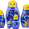 Развивающая игра Брестская Матрешка Синяя с цветами (набор 5 шт)