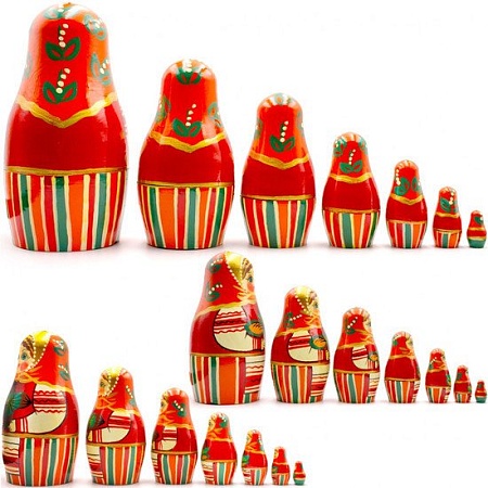 Развивающая игра Брестская Матрешка В оранжевом платье с лесными орехами (набор 7 шт)