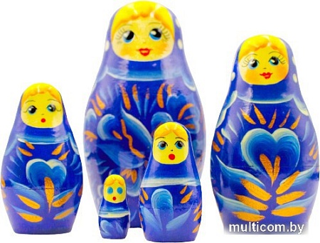 Развивающая игра Брестская Матрешка Синяя с цветами (набор 5 шт)