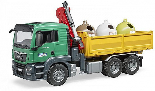 Bruder MAN TGS Truck with 3 glas recycling containers 03753