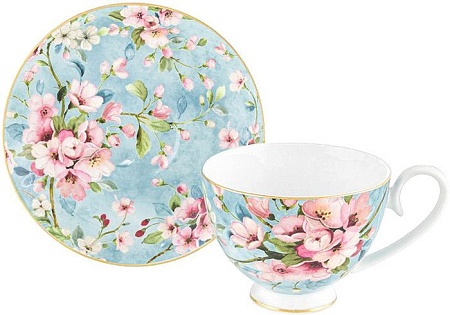 Сервиз Elan Gallery Яблоневый цвет на голубом 420441