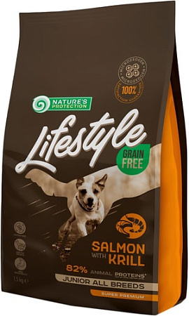 Сухой корм для собак Nature's Protection Lifestyle Grain Free Junior Salmon with krill 1.5 кг