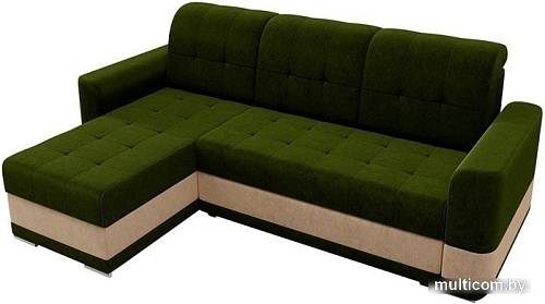 Угловой диван Mebelico Честер 61114 (левый, вельвет, зеленый/бежевый)