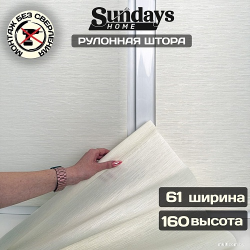 Рулонные шторы Sundays Home Форест 61х160 с 2-мя направляющими LM-15 150см (белый)
