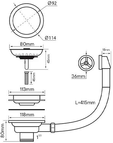 Сифон Paulmark PM6022-BG (золотой/брашированное золото)
