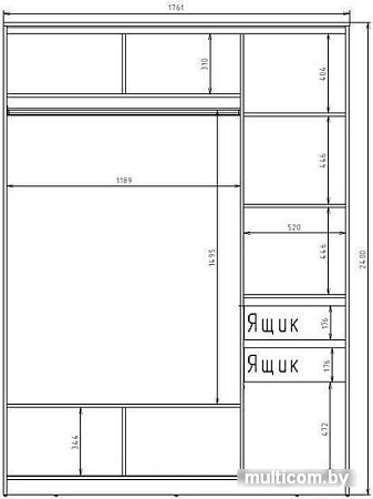 Шкаф-купе Рэйгрупп 176450 TTX Elgon РГ-03.01 (дуб торонто/хром)