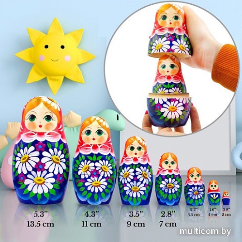 Развивающая игра Брестская Матрешка С букетом ромашек (набор 7 шт)