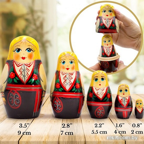 Развивающая игра Брестская Матрешка Девушка в норвежском традиционном костюме (набор 5 шт)