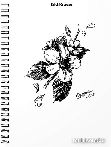 Общая тетрадь Erich Krause Blossom Black and White 80 л клетка 54118
