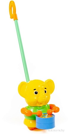 Развивающая игрушка Полесье Каталка Слоненок с ручкой 96661