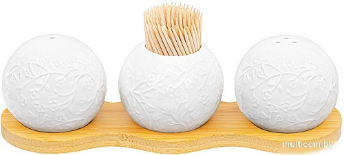 Набор для масла и уксуса с солонкой и перечницей Elan Gallery Веточки-цветочки 950296