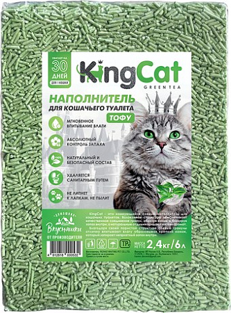 Наполнитель для туалета KingCat Green Tea 6 л