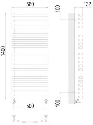 Полотенцесушитель TERMINUS Капри П19 500x1400 (хром)