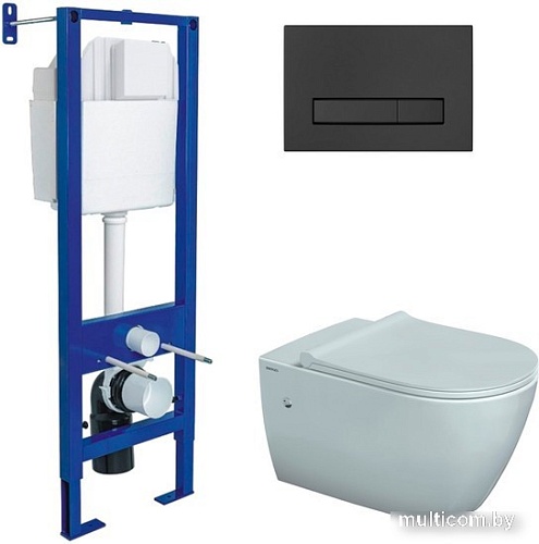 Унитаз подвесной Berges Wasserhaus Mascon Rimless + Okus Slim SO + Atom Line 410 043351