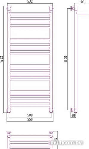 Полотенцесушитель Сунержа Богема с полкой+ 1200x500 00-0223-1250