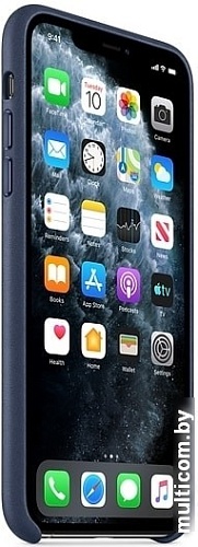 Чехол Apple Leather Case для iPhone 11 Pro Max (темно-синий)