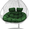Подвесное кресло M-Group Для двоих Люкс 11510104 (белый ротанг/зеленая подушка)