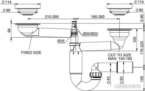 Сифон Prevex PL2-R9C45-001