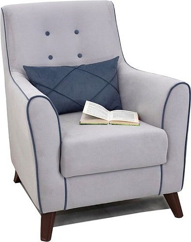 Интерьерное кресло Нижегородмебель Френсис ТК 266 (офелия/амиго велюр, светло-серый/синий)