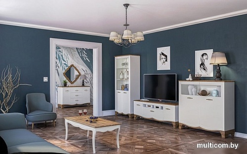 Тумба под телевизор Неман мебель Тиффани МН-041-16 (белый/прованс)