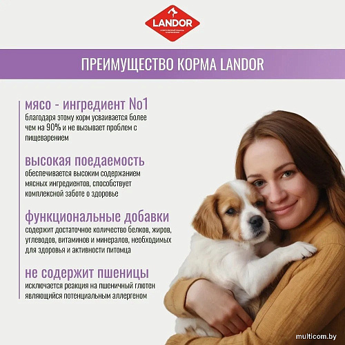 Сухой корм для собак Landor Monoprotein для щенков всех пород с индейкой 1.5 кг