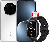 Телефон HONOR Magic7 12GB/256GB международная версия (ледяной белый) + умные часы HONOR Watch 4 (черный) по акции