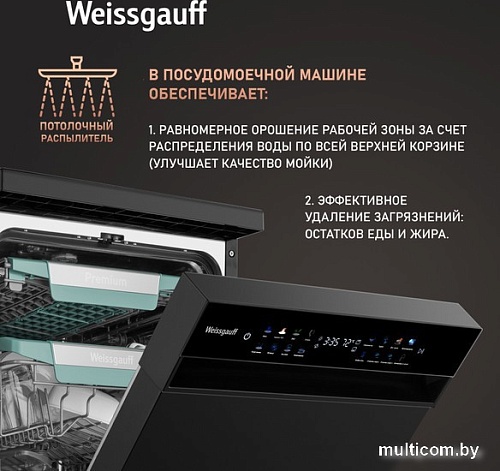 Отдельностоящая посудомоечная машина Weissgauff DW 4539 Inverter Touch AutoOpen Black