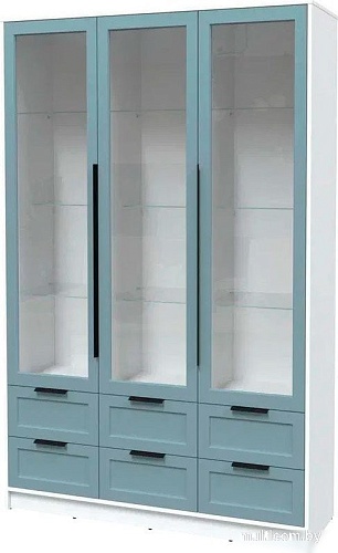 Шкаф-витрина Интерлиния Концепт Тренд КТ-ШВ3 (белый платинум/океан)