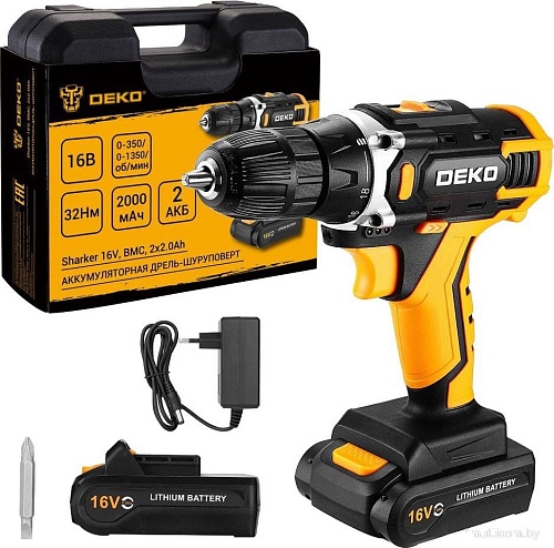 Дрель-шуруповерт Deko Sharker 16V 083-1108 (с 2-мя АКБ, кейс)