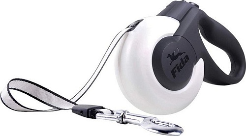 Поводок-рулетка Fida Mars лента 5 м L 66257 (белый/черный)