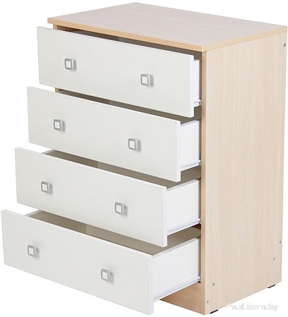 Комод Polini Kids Simple с 4 ящиками 0001301.161 (дуб пастельный/белый)
