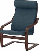 Интерьерное кресло Ikea Поэнг (коричневый/хилларед темно-синий) 192.514.99