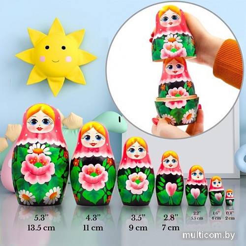 Развивающая игра Брестская Матрешка В розовом платке и сакурой (набор 7 шт)