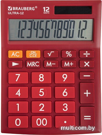 Бухгалтерский калькулятор BRAUBERG Ultra 12-WR 250494 (бордовый)