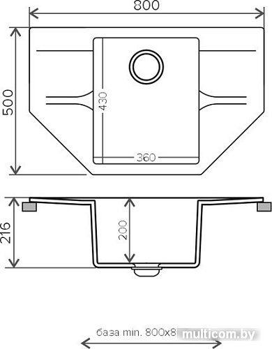 Кухонная мойка Polygran Riff-800 (серый 14)
