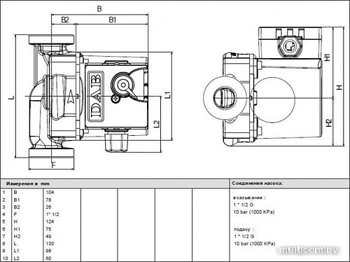 Циркуляционный насос DAB VA 25/130(1")