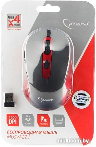 Мышь Gembird MUSW-221-R