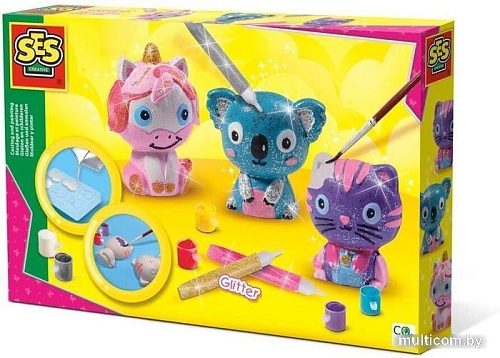 Набор для создания поделок/игрушек SES Creative Из гипса Блестящие животные 01289