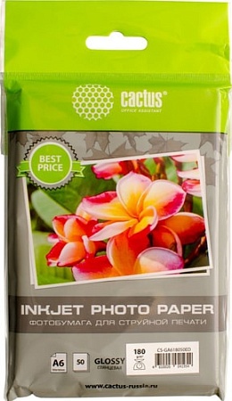 Фотобумага CACTUS Глянцевая 10x15 180 г/м2 50 листов