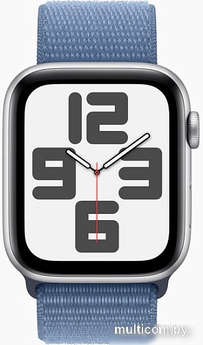 Умные часы Apple Watch SE 2 44 мм (алюминиевый корпус, серебристый/зимний синий, нейлоновый ремешок)