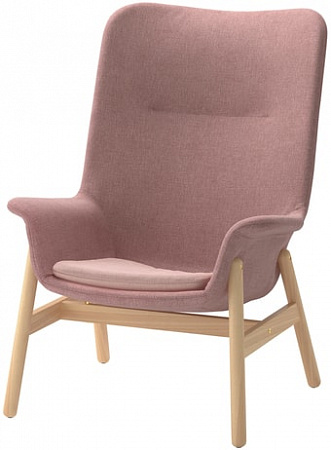 Интерьерное кресло Ikea Ведбу c высокой (гуннаред светлый/коричнево-розовый) 304.235.93