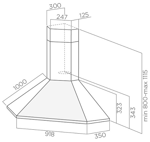 Каминная вытяжка Elica Acuta IX/F/100